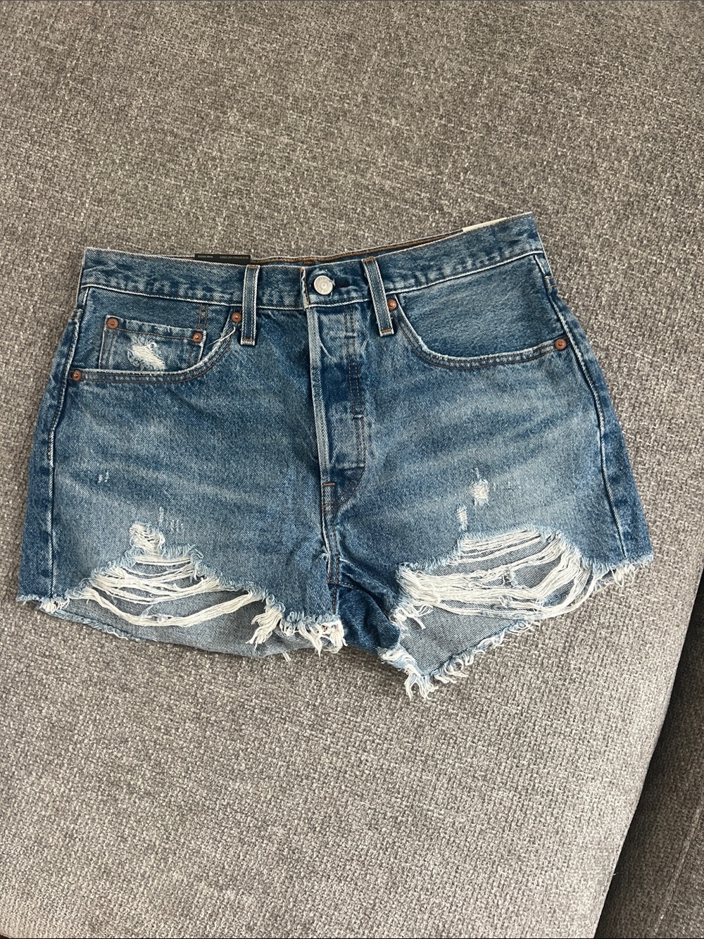 Levi's Distressed Denim Jean Shorts - Blue